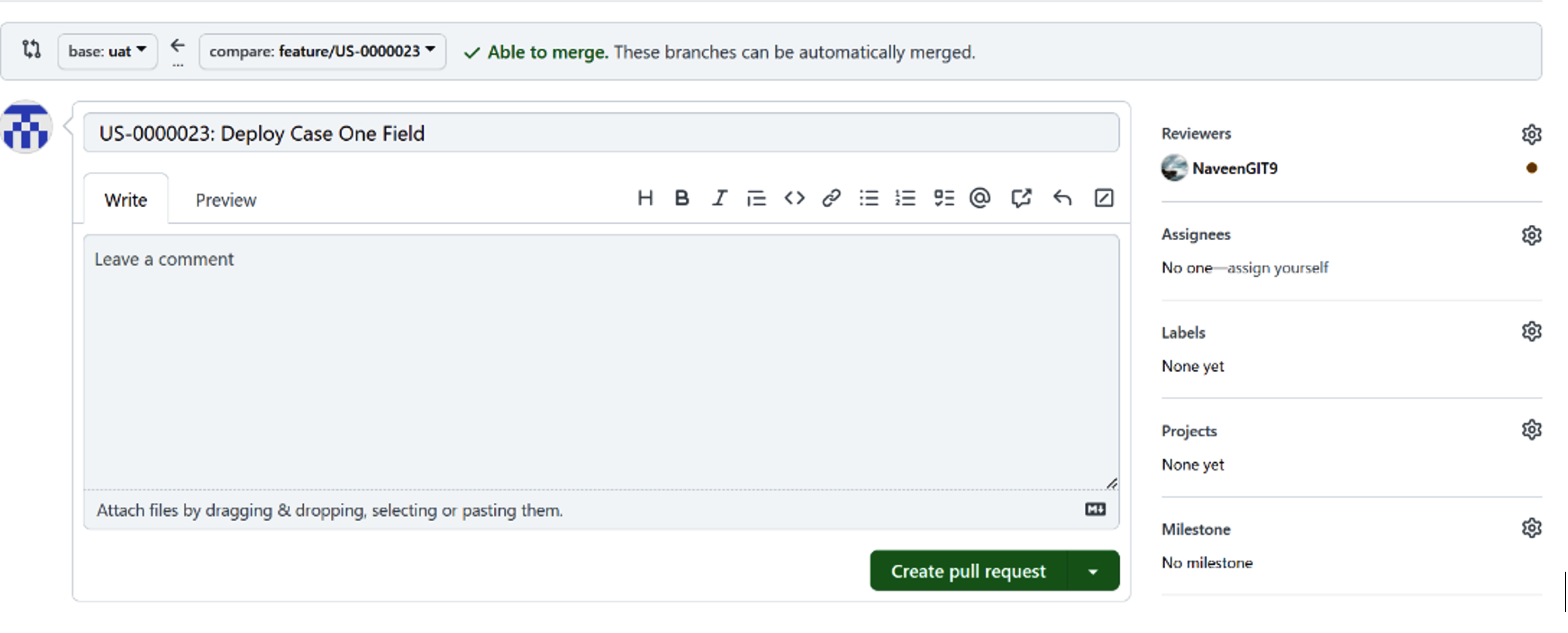 Pull request initiation